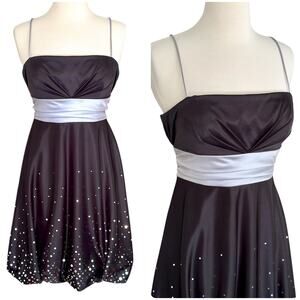 Vintage Y2K babydoll bubble hem Satin sequin party mini dress Jump Apparel Small